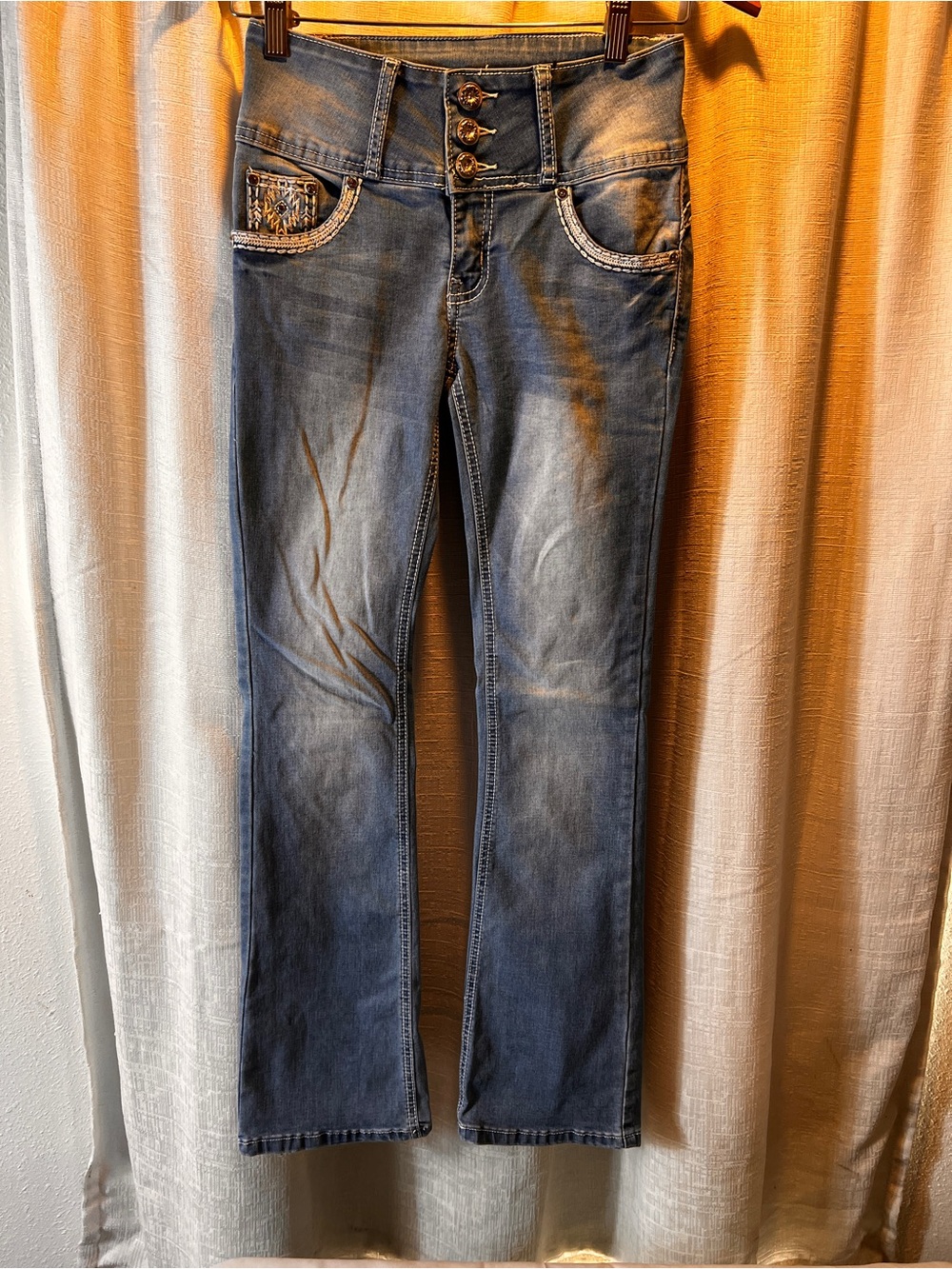 Diva Blue Straight-Leg Jeans with Triple Front Buttonse SIZE 1